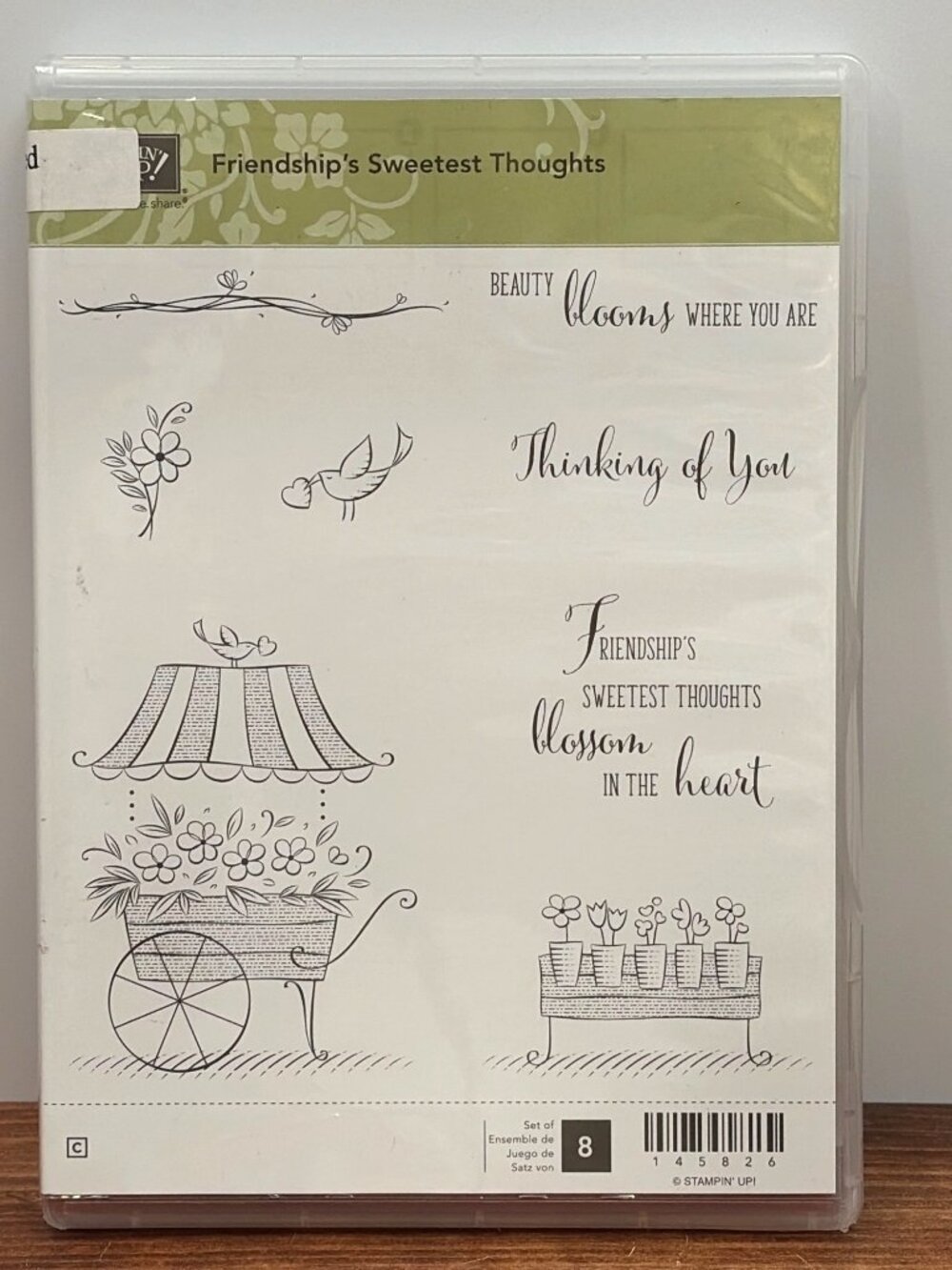 STAMPIN UP! 145826 FRIENDSHIPS SWEETEST THOUGHTS CLEAR MOUNTED RUBBER STAMP SET